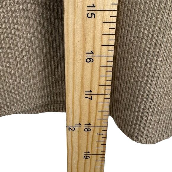 Mable ANTHRO small Monroe mocha tan off shoulder long sleeve crop strap ribbed - Picture 6 of 12